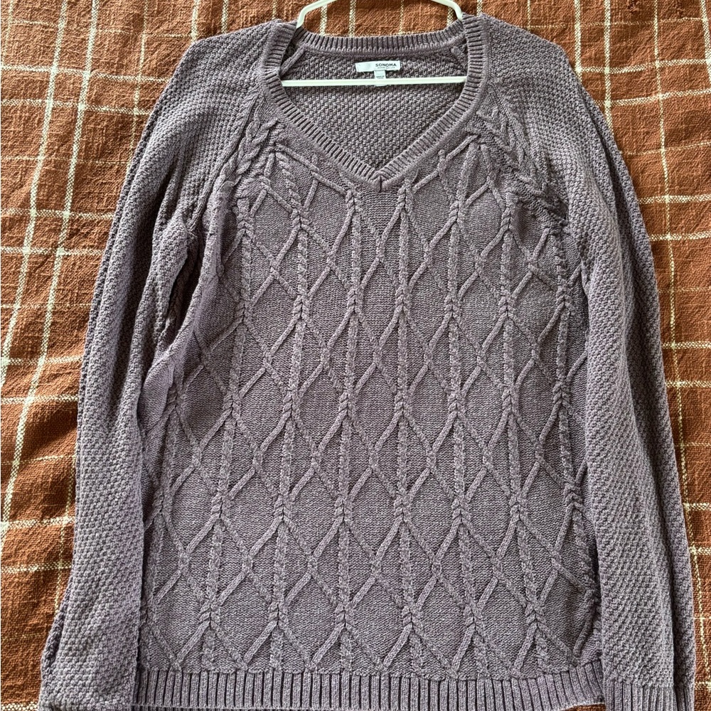 Sonoma Cabled Knit V-Neck Sweater